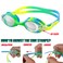 USHAKE Kid Swim Goggles AntiFog Lens and Hypoallergenic Silicone Gaskets Child Swimming Goggles for Kids and Early Teens Green Mix