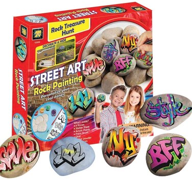 Amav Toys Graffit Rock Paint Kit All Supplies Included  Best DIY Craft Paint  Spread Positivity Around The Community  NonToxic Metalic Paint  Ideal ScreenFree  Group Activity For Kids Aged 6