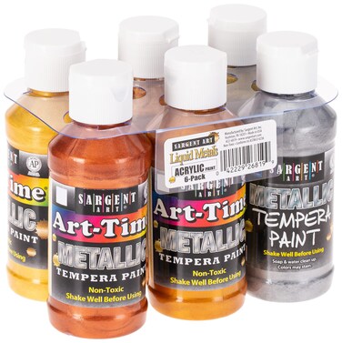 Sargent Art 6 x 4 Oz Aztec Gold Antique Gold Gold Silver Copper and Bronze Metallic Tempera Paint NonFading Rich Vivid Pigments Brilliant Matte Finish Fast Dry Formula NonToxic