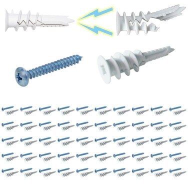 Drywall Anchor with Screws Sets  Plastic Self Drilling Dry Wall Anchors 100 Pieces All Together