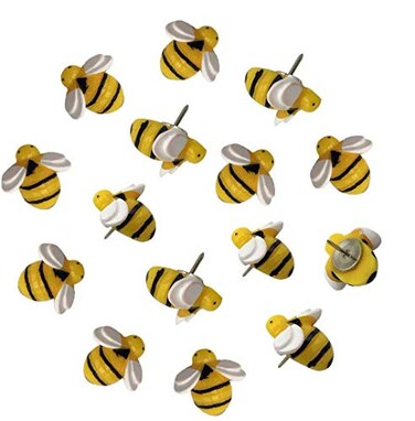 EnewLife 30 Pcs Creative Decorative Cute Bees Thumb Tacks ThumbNails PushPins Push Pins Soft Flat for Photos Wall Maps Bulletin Board or Corkboards 30 Pcs Bees Pins