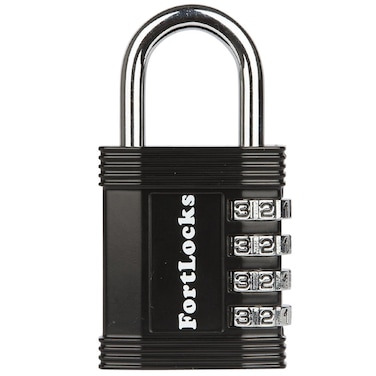 FortLocks Padlock  4 Digit Combination Lock for Gym Outdoor  School Locker Fence Case  Shed  Heavy Duty Resettable Set Your Own Combo  Waterproof  Weatherproof 1 Pack  Silver