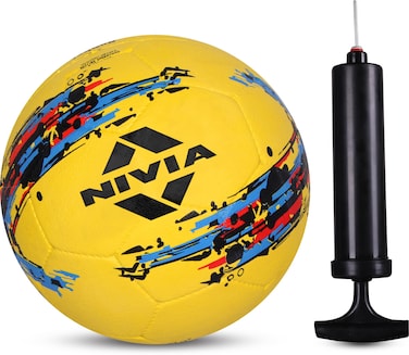 Nivia Storm Yellow Moulded Football with Ball Pump Football  Size 5 Pack of 1 YellowBlack