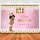 Mehofoto Pink and Gold Baby Shower Backdrop Ethnic Little Princess Gold Grown Photography Background 7x5ft Pink Floral Glitter Star Pearl Backdrops for Girl Baby Shower Decorations