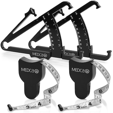 Body Tape Measure and Skinfold Caliper for Body Set  Pack of 4  Skin Fold Body Fat Analyzer and BMI Measurement Tool by MEDca