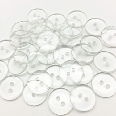 Clear Transparent Resin Buttons Round Sewing Shirt Button Embellishments Pack of 100 18mm