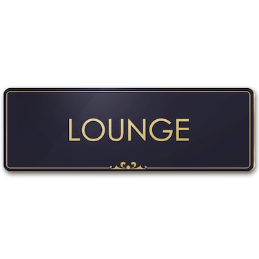 Lounge Sign BlackGold Engraved 3 x 9 Fade Resistance IndoorOutdoor Use USA MADE By My Sign Center