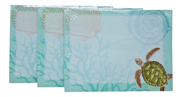 Aloha Sticky Notes  Hawaiian Sea Turtle and Shells Paper 4x3 50 Sheets 3 Pack