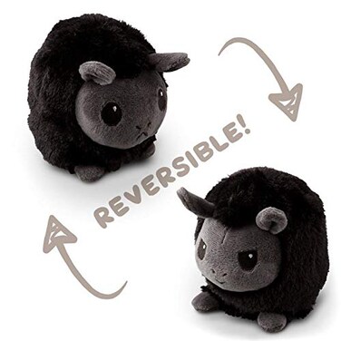 TeeTurtle  The Original Reversible Llama Plushie  Patented Design  Black and Gray  Show Your Mood Without Saying a Word