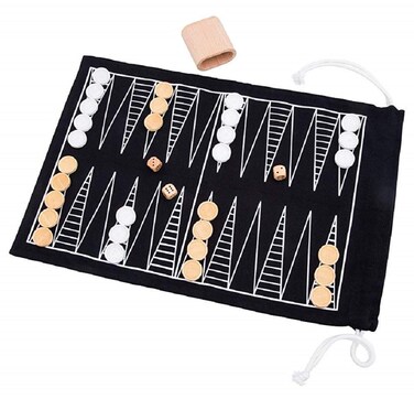 West Emory 811067011966 Backgammon Checkers Board Game Travel Set Black White