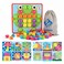 Fansteck Button Art Toy for Toddlers Color Matching Early Learning Educational Mosaic Pegboard Safe Nontoxic ABS Plastic Premium Material 12 Pictures and 46 Buttonswith a Bag Easy to Storage