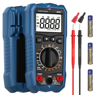 Digital Multimeter Tester6000 Counts ACDC VoltageDC Current Multi Testers Voltmeter Measures TemperatureResistanceContinuityDiodes NCVDate Hold
