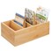mDesign Bamboo Wood Compact Food Storage Organizer Bin Box  4 Divided Sections  Holder for Seasoning Packets Pouches Soups Spices Snacks  Natural