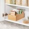 mDesign Bamboo Wood Compact Food Storage Organizer Bin Box  4 Divided Sections  Holder for Seasoning Packets Pouches Soups Spices Snacks  Natural