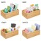 mDesign Bamboo Wood Compact Food Storage Organizer Bin Box  4 Divided Sections  Holder for Seasoning Packets Pouches Soups Spices Snacks  Natural