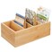 mDesign Bamboo Wood Compact Food Storage Organizer Bin Box  4 Divided Sections  Holder for Seasoning Packets Pouches Soups Spices Snacks  Natural