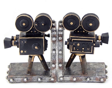 Bellaa 26287 Vintage Camera Bookend Old Style Antiques Movie Film Book Ends 7 inch