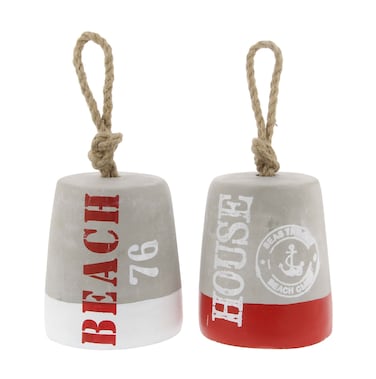 Deco 79 98879 Concrete BellShaped Door Stoppers Set of 2 GrayRedWhiteBrown