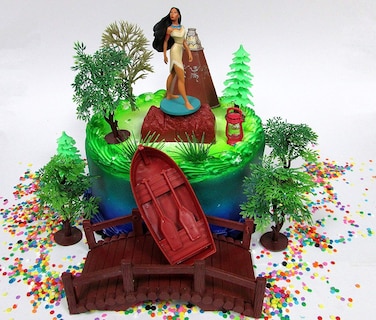 Pocahontas Themed PRINCESS POCAHONTAS Birthday Cake Topper Set Featuring Pocahontas Figure and Decorative Accessories