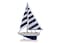 Hampton Nautical Wooden Blue Striped Pacific Sailer Model Sailboat Decoration 17