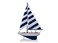 Hampton Nautical Wooden Blue Striped Pacific Sailer Model Sailboat Decoration 17