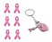 Large Pink Ribbon Stickers 50 Pack w Pink Ribbon Keychain