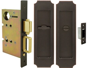 INOX FH32PD844023410B Mortise Pocket Door Privacy Lock with 234Inch Backset Thumb Turn and Coin Turn Oil Rubbed Bronze