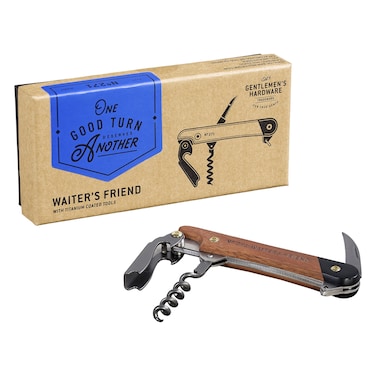 Gentlemens Hardware Waiters Friend 3in1 Multi Wood Handles and Titanium Coated Stainless Steel Tools One Size