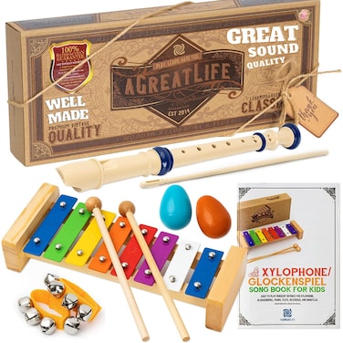 Xylophone for Kids Ages 59 Xylophone for Toddlers 13 and 35 Glockenspiel Kids Musical Instruments  Toddler Instrument Set  ChildSafe and WellCrafted Classic 5in1 Musical Toys for Toddlers 13