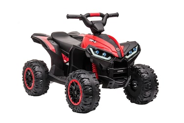 Ferrari DAKOTT 12V Kids RideOn Electric ATV 4Wheeler Quad Car Toy w Audio 37mph Max Speed Treaded Tires LED Headlights Red Medium