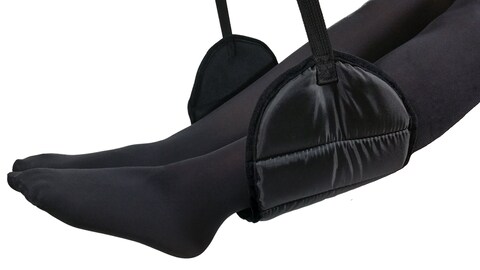 Sleepy Ride  Airplane Footrest Made with Premium Memory Foam  Airplane Travel Accessories  Helps to Prevent Swelling and Soreness  Provides Comfort for Shorter Legs Jet Black