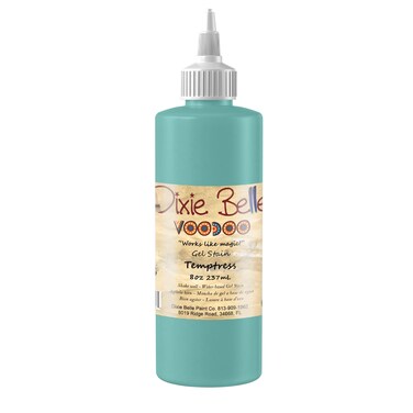 Dixie Belle Voodoo Gel Stain  Temptress 8oz  Teal WaterBased Stain for Wood Projects  DIY Wood Stain for Projects  Wood Grain Enhancer