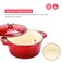 Puricon 55 Quart Enameled Cast Iron Dutch Oven with Lid 55 QT Deep Round Dutch Oven Pot with Dual Handles Red