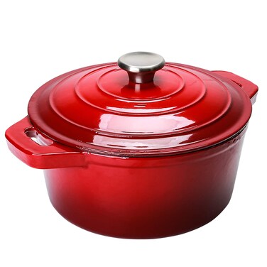 Puricon 55 Quart Enameled Cast Iron Dutch Oven with Lid 55 QT Deep Round Dutch Oven Pot with Dual Handles Red