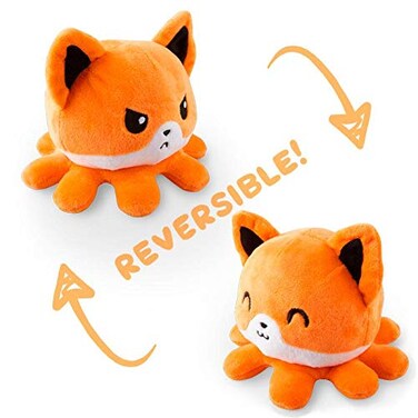 TeeTurtle  The Original Reversible Octofox Plushie  Patented Design  White and Orange  Show Your Mood Without Saying a Word