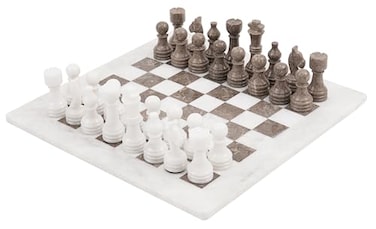 Radicaln Marble Chess Set 15 Inches White and Grey Oceanic Handmade Chess Sets for Adults 1 Chess Board  32 Chess Pieces  Board Chess Game 2 Player
