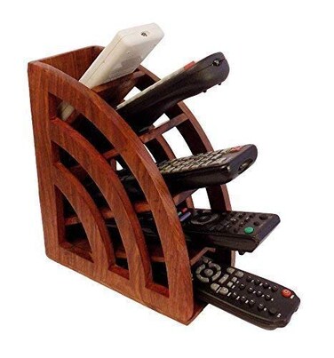 WhopperIndia Gorgeous Hand Crafted Wooden Remote Stand Ac TV Remote Holder Stand Remote Organizer for Living Room Decor 75 Inch