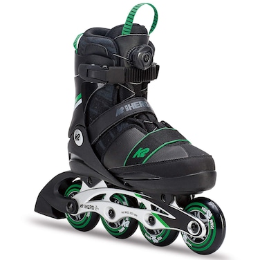 K2 Sk8 Hero Boa ALU Boys Adjustable Inline Skates  BlackGreen  15