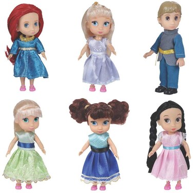 Liberty Imports 6 Pack Fashion Royal Princess Toddler Mini 6 Dolls Collection Girls Imaginary Pretend Play Pocket Playset