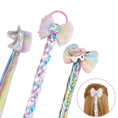 PinkSheep Wigs for Girls Princess Dress up Braided Wig Mermaid Wig for Girl 3 PC Set