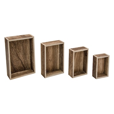 Tim Holtz IdeaOlogy Wooden Vignette Boxes 4 Per Pack 4 Sizes From 55 x 4 x 15 Inches To 32 x 22 x 1 Natural With Brown TH93279