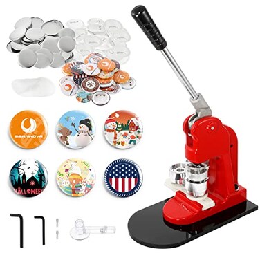 BEAMNOVA Button Maker Machine DIY Round Pin Maker Kit 32mm  126 in About 114 Inch Badge Press Machine with 1000 Button Blanks Parts Supplies