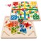 YCbingo Ludo Board Game  Chinese Checkers 2 in 1 Natural Wooden Board Flying Chess Family Game for Adults and Kids