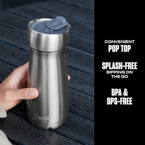 Swell Commuter Lid 188 Stainless Steel Lid with Pop Top Splash Free Sipping On The Go BPA Free