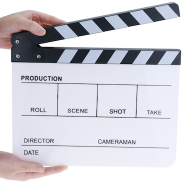 Hilitchi Acrylic Clapper Board Wooden Film Movie Clapboard Cut Action Scene Clapper Board Plastic Slate 25x30cm10x12