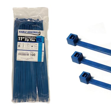 Kable Kontrol Metal Detectable Blue Zip Ties 100 Pcs 11 Inch 50 Lbs Tensile Strength Iron Infused SelfLocking Industrial Cable Ties
