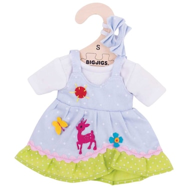 Bigjigs Toys Blue Spotted Rag Doll Dress for 11 Bigjigs Toys Soft Doll with Additional Matching Hair Accessories