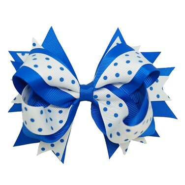 Sports Novelties Hair Bow Clips Royal BlueWhite