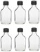 Premium Vials 12 Pack 100ml Glass Flask Bottles with Black Tamper Evident Caps with a Funnel