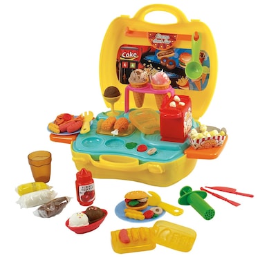 PlayGo Childrens Dough Carry Cinema Snack Bar Set  Kids Play Dough Playset  Clay Dough Toy Tool Set  Carry Snack Bar Pretend Play Toy Kit  Portable Molds Case  945 x 39 x 89 inches 8800